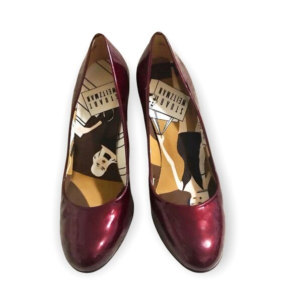 STUART WEITZMAN burgundy patent 'Honor Roll' size 6.5 - Picture 2 of 9